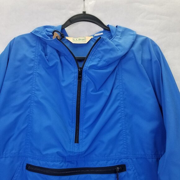 Vtg LL BEAN Windbreaker Jacket Men's L Blue Anorak Hooded Zip Pocket Canvas USA - Picture 8 of 16
